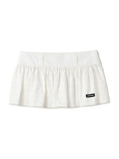 Miu Miu Women's Slubbed Poplin and Eyelet Lace Mini-Skirt