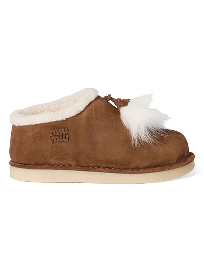 Miu Miu Women's Suede and Shearling Mules