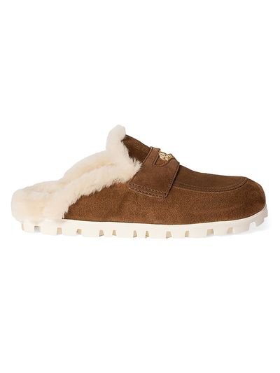 Miu Miu Women's Suede Shearing Mules