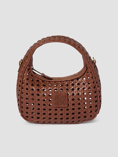 Miu Miu Women's Wander Woven Leather Top Handle Bag