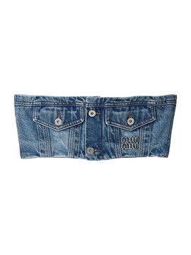 Miu Miu Women's Washed Denim Bandeau Top