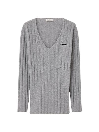 Miu Miu Women's Wool and Cashmere V-Neck Sweater