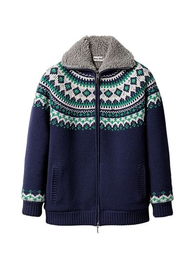 Miu Miu Women's Wool and Fleece Cardigan with Zipper