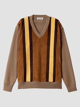 Miu Miu Women's Wool and Suede Sweater