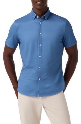 Mizzen+Main Mizzen+Main Halyard Classic Fit Microdot Short Sleeve Performance Button-Up Shirt