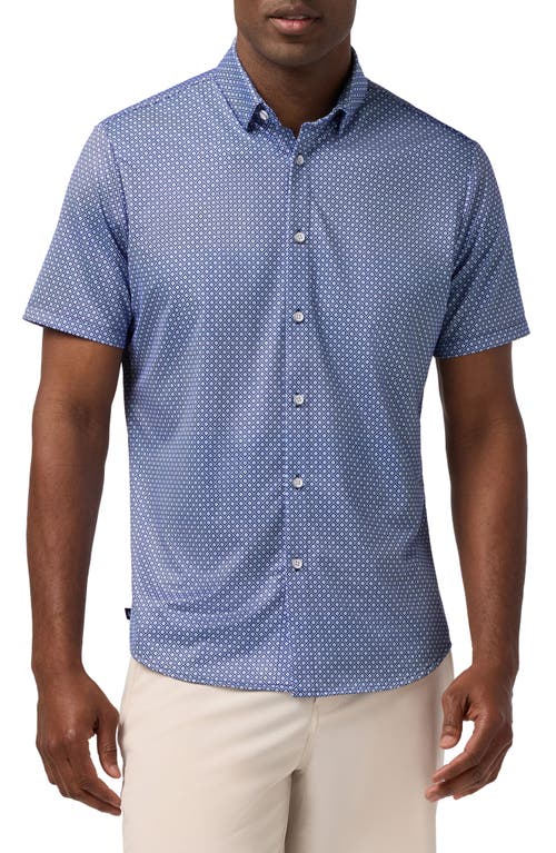 Mizzen+Main Mizzen+Main Halyard Trim Fit Diamond Print Short Sleeve Button-Up Shirt