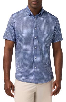 Mizzen+Main Mizzen+Main Halyard Trim Fit Diamond Print Short Sleeve Button-Up Shirt