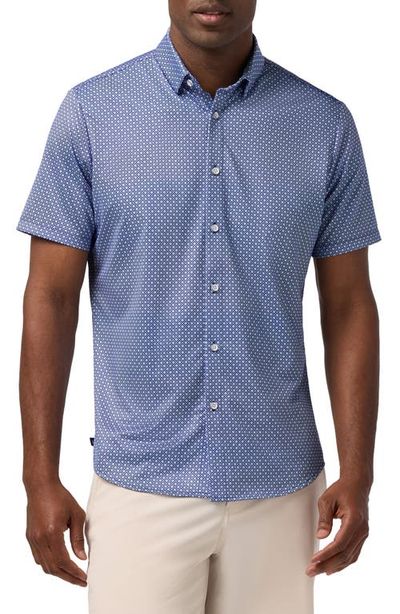 Mizzen+Main Mizzen+Main Halyard Trim Fit Diamond Print Short Sleeve Button-Up Shirt