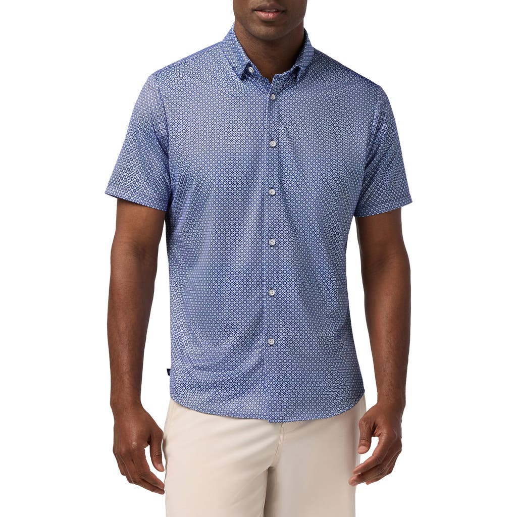 Mizzen+Main Mizzen+Main Halyard Trim Fit Diamond Short Sleeve Performance Button-Up Shirt