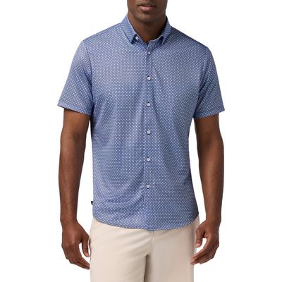 Mizzen+Main Mizzen+Main Halyard Trim Fit Diamond Short Sleeve Performance Button-Up Shirt