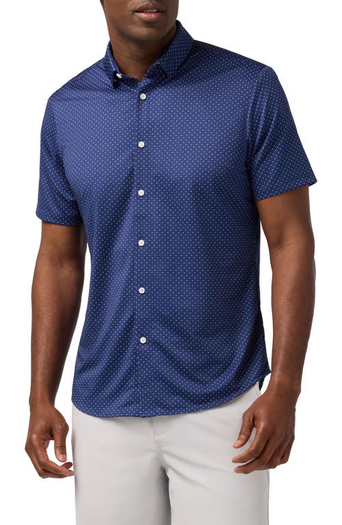 Mizzen+Main Mizzen+Main Halyard Trim Fit Dot Short Sleeve Performance Button-Up Shirt