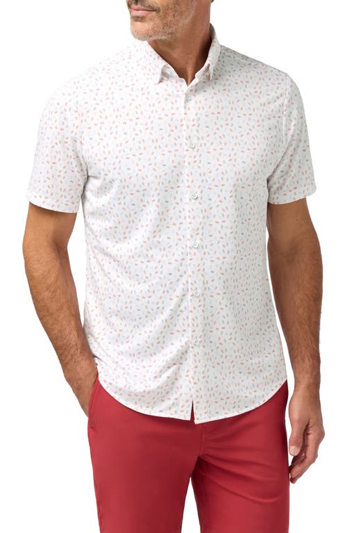 Mizzen+Main Mizzen+Main Halyard Trim Fit Red Scattered Dash Short Sleeve Performance Button-Up Shirt