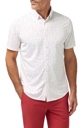 Mizzen+Main Mizzen+Main Halyard Trim Fit Red Scattered Dash Short Sleeve Performance Button-Up Shirt