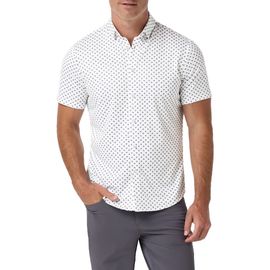 Mizzen+Main Mizzen+Main Halyard Trim Fit Triangle Print Short Sleeve Performance Button-Up Shirt