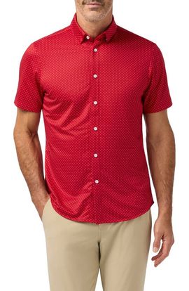 Mizzen+Main Mizzen+Main Haylard Trim Fit Red Hot Dot Short Sleeve Button-Up Shirt 