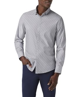 Mizzen+main Mizzen+Main Leeward No Tuck Long Sleeve Dress Shirt Silver-Tone Dotted Diamond