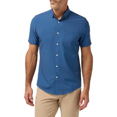 Mizzen+Main Mizzen+Main Leeward Trim Fit Navy Medallion Print Short Sleeve Button-Up Shirt
