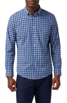Mizzen+Main Mizzen+Main Leeward Trim Fit Navy Plaid No Tuck Button-Up Shirt