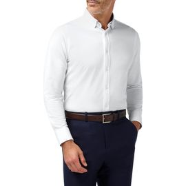 Mizzen+Main Mizzen+Main Newport Solid White Knit Cotton Blend Button-Up Shirt 
