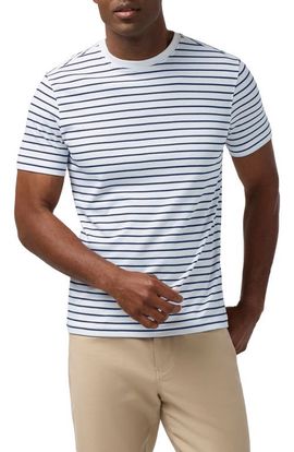 Mizzen+Main Mizzen+Main Palmer White Navy Stripe Pima Cotton T-Shirt 