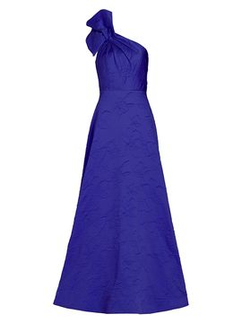 ML Monique Lhuillier Women's Amira Jacquard One-Shoulder Gown