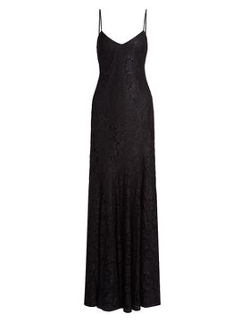 ML Monique Lhuillier Women's Melina Lacquered Lace Gown