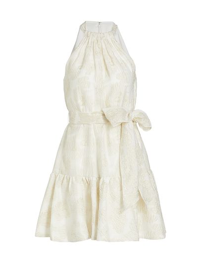 ML Monique Lhuillier Women's Metallic Jacquard Halter Minidress