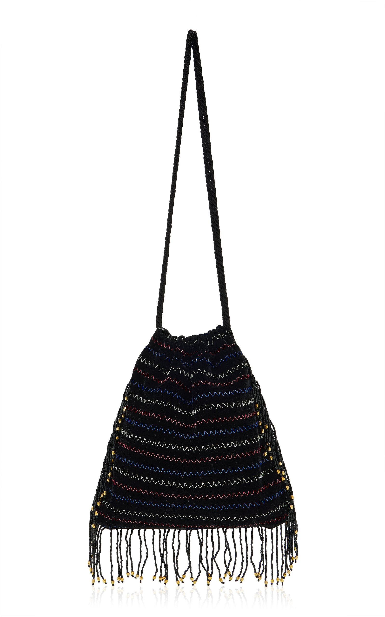 Mélisse Mélisse The Confetti Pouch In Black Embroidered Velvet