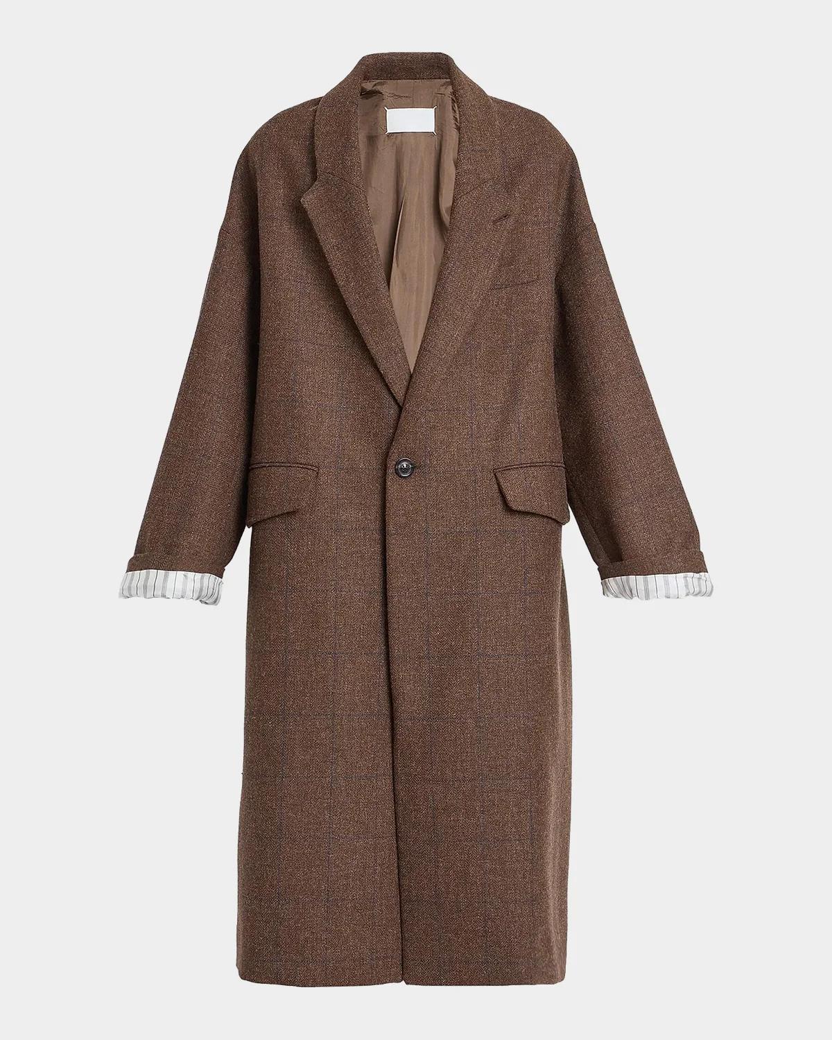 MM6 Maison Margiela Cocooning Oversized Windowpane Check Coat