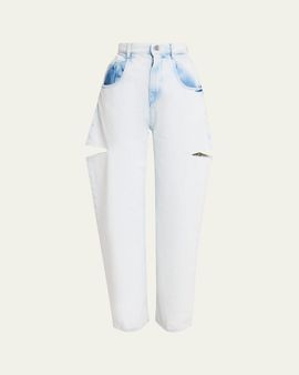 MM6 Maison Margiela Cutout Bleached Barrel-Leg Jeans
