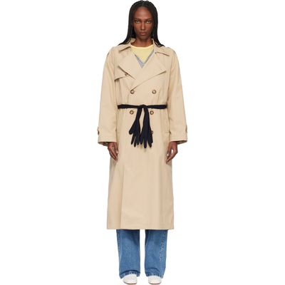 MM6 Maison Margiela MM6 Maison Margiela Beige Gloves Cotton Trench Coat