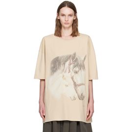 MM6 Maison Margiela MM6 Maison Margiela Beige Horse Portrait T-shirt