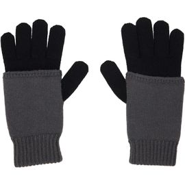 MM6 Maison Margiela MM6 Maison Margiela Black & Gray Two-Tone Knit Gloves