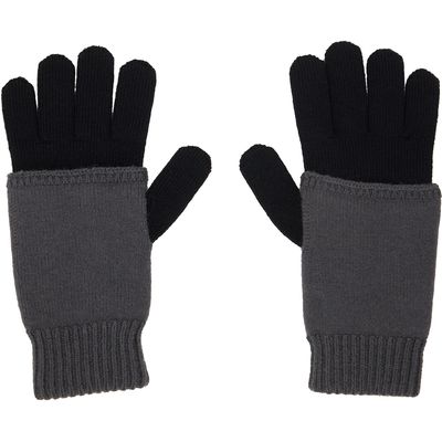MM6 Maison Margiela MM6 Maison Margiela Black & Gray Two-Tone Knit Gloves