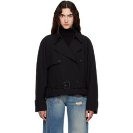 MM6 Maison Margiela MM6 Maison Margiela Black Belted Wool Blend Jacket