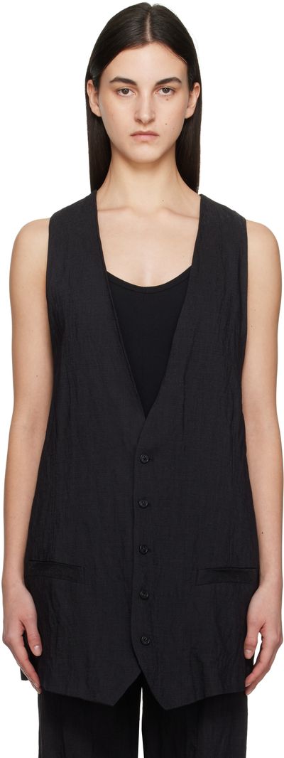 MM6 Maison Margiela MM6 Maison Margiela Black Crinkled Metallic Tailoring Vest