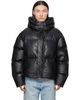 MM6 Maison Margiela MM6 Maison Margiela Black Faux-Leather Hooded Puffer Down Jacket - 1