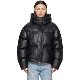 MM6 Maison Margiela MM6 Maison Margiela Black Faux-Leather Hooded Puffer Down Jacket