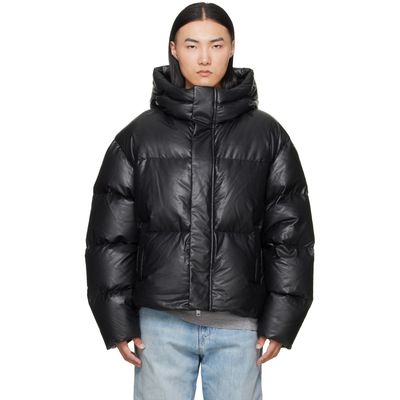 MM6 Maison Margiela MM6 Maison Margiela Black Faux-Leather Hooded Puffer Down Jacket