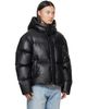 MM6 Maison Margiela MM6 Maison Margiela Black Faux-Leather Hooded Puffer Down Jacket - 2