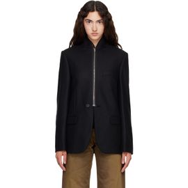 MM6 Maison Margiela MM6 Maison Margiela Black Flannel Zip-Front Suit Blazer