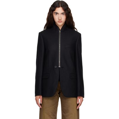 MM6 Maison Margiela MM6 Maison Margiela Black Flannel Zip-Front Suit Blazer