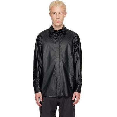 MM6 Maison Margiela MM6 Maison Margiela Black Long-Sleeved Faux-Leather Shirt