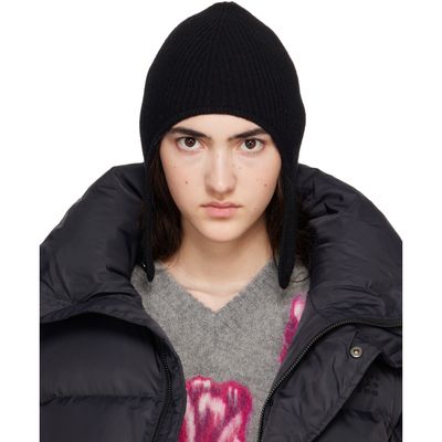 MM6 Maison Margiela MM6 Maison Margiela Black Ribbed Aviator Beanie