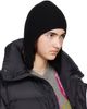 MM6 Maison Margiela MM6 Maison Margiela Black Ribbed Aviator Beanie - 2
