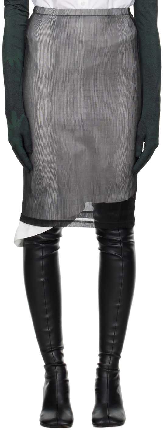 MM6 Maison Margiela - Black Ribbed Midi Skirt