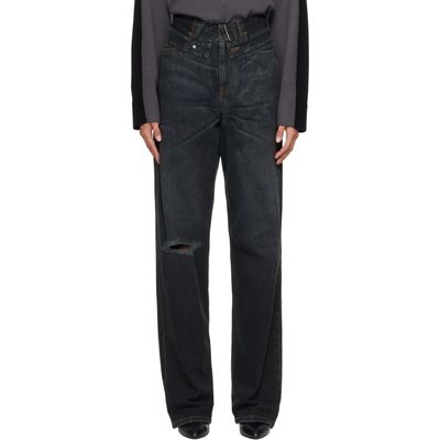 MM6 Maison Margiela MM6 Maison Margiela Black Rolled Waist Jeans