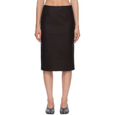 MM6 Maison Margiela MM6 Maison Margiela Black Wool Felt Midi Skirt