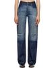MM6 Maison Margiela MM6 Maison Margiela Blue Distressed Panel Denim Jeans - 1