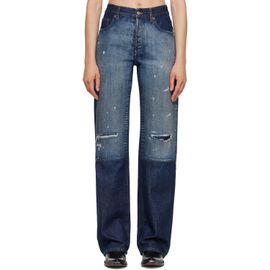 MM6 Maison Margiela MM6 Maison Margiela Blue Distressed Panel Denim Jeans